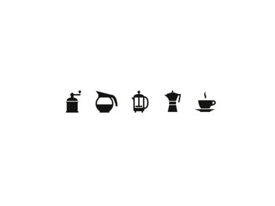 Coffee Lovers Icon Set #white #icons #black #and #coffee