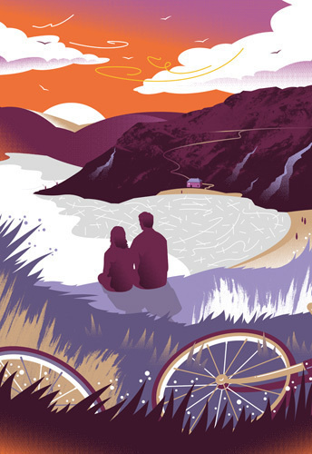 Go Places Cars Can't Art Print by Edward Tuckwell Easyart.com #print #design #graphic #illustration #bike #poster #mountains