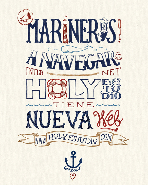 Marineros! on Behance #sailor #ballena #sail #marino #ancla #sea #holy #navy #anchor #mar #wale #marineros