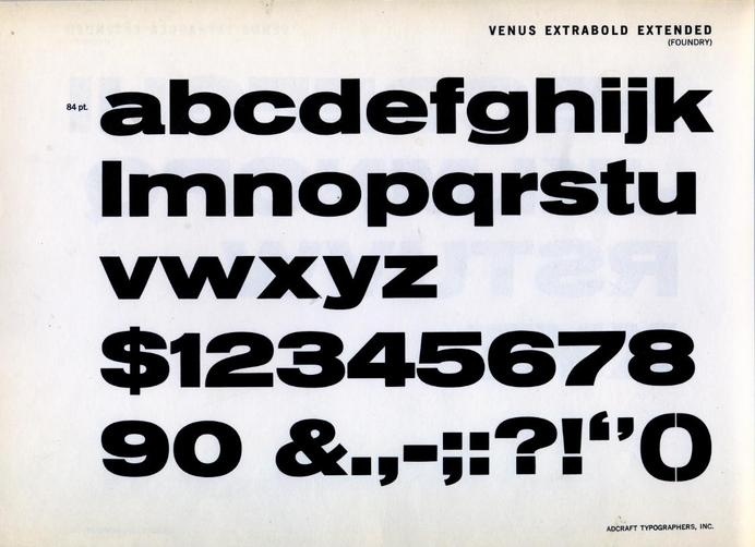 Venus Extrabold Extended font specimen #type #specimen