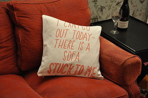 Stuck to a Sofa Cushion Cover #sally #2011 #of #ex #foundation #joy #beerworth