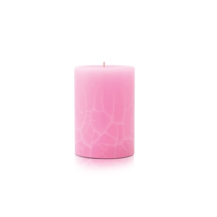 Crackle Pillar French Rose And Raspberry Scented Candle, 10cm x 7cm