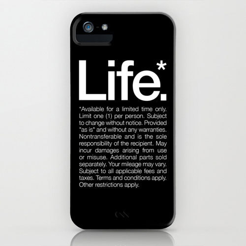"Life* Available for a limited time only" Black iPhone Case #quote #black #iphone #helvetica #life