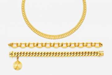 Group of Two bracelets, a necklace