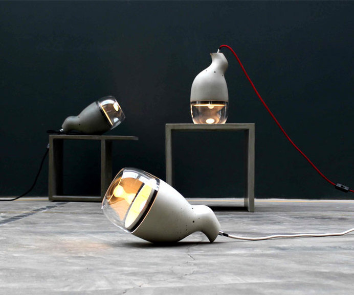 Concrete Meets Glass and Light - concrete lamps - idee folle #lamp #concrete #design #lighting #light