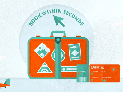 BOOK WITHIN SECONDS icon 4 #suitcase #iconset #sky #travel #icons #texture #illustration #plane #fly #airport #ticket