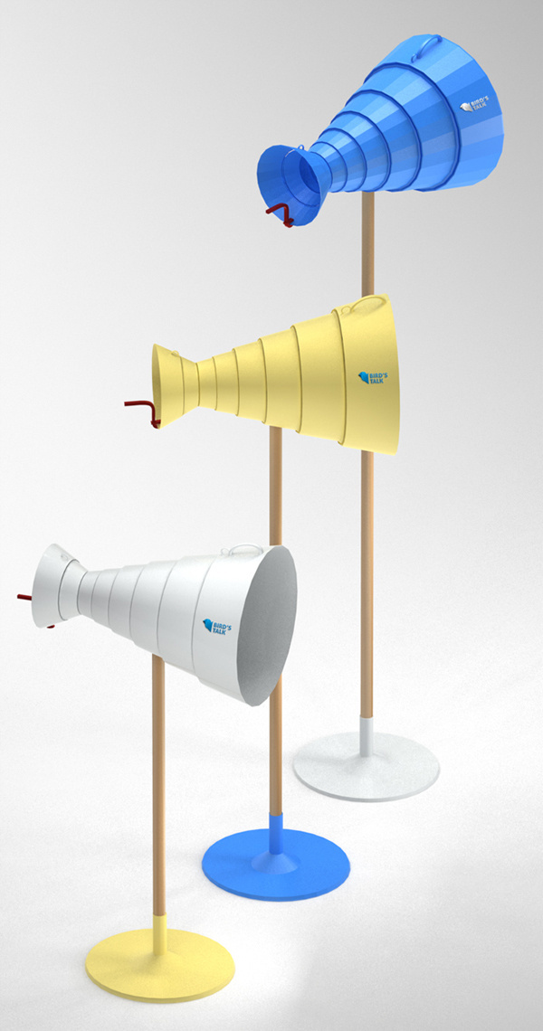 Bird's Talk is a playful interpretation of a traditional wooden nest box . #nest #amp #design #product #birds #sound #functional