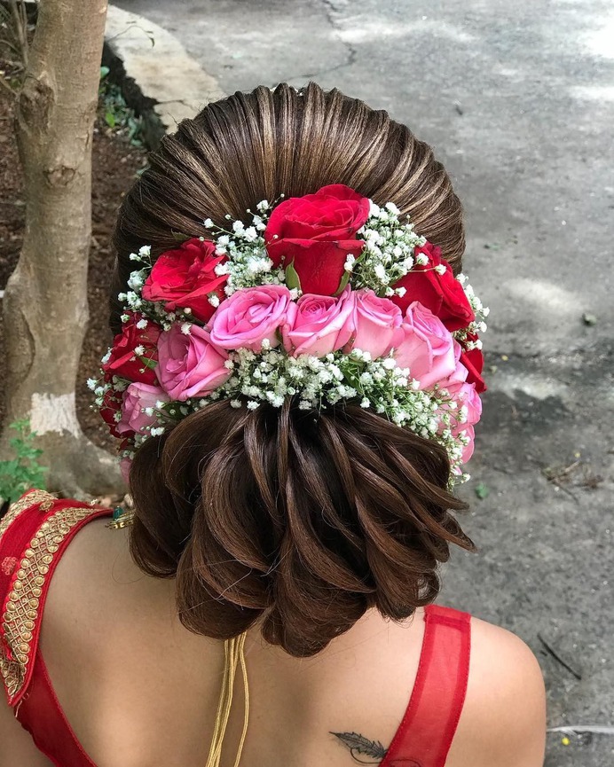 Flowers Studded juda hairstyle