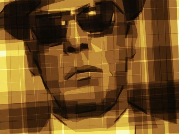 Man in sunglasses art from tape #portraits #tape #art #paintings
