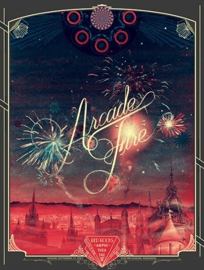 Flyer Goodness: Burlesque of North America -- Gorgeous Gig Posters for the Arcade Fire Tour #type #posters