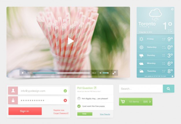 Video player in a ui kit in pastel tones Free Psd. See more inspiration related to Box, Button, Beach, Shopping, Video, Pastel, Search, Ui, Shopping cart, Weather, Psd, Cart, Login, Material, Style, Interface, Video player, Ui kit, Player, Search box, Push, Horizontal, Kit, Push button, Login box, Players, Tones, Psd material and Flattening on Freepik.