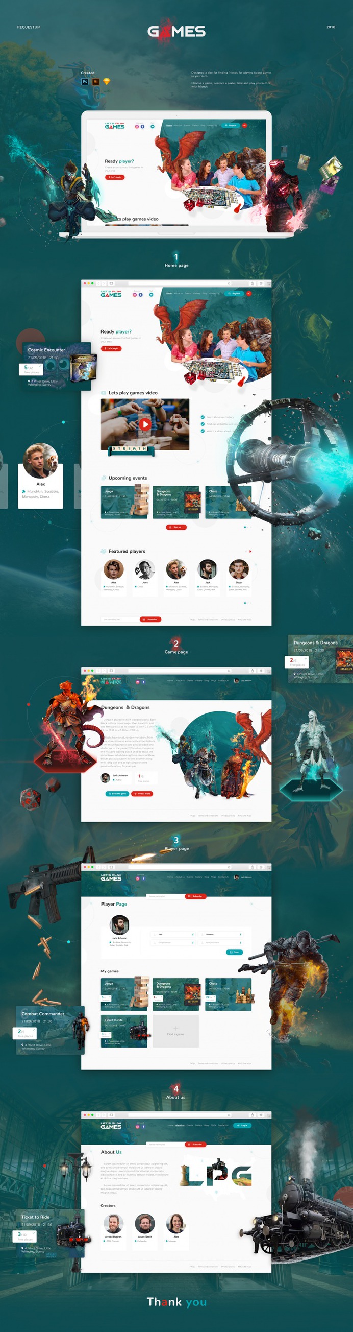 "Lets play games" website design