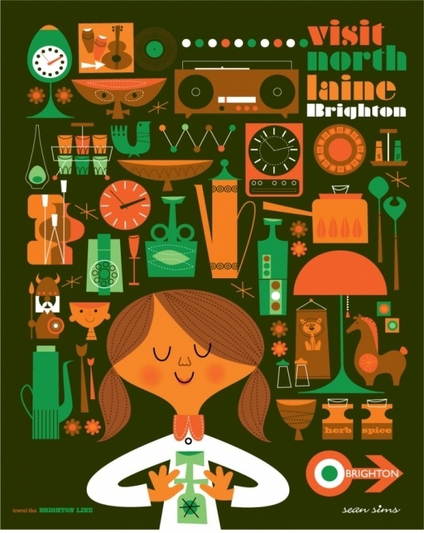 Sean Sims at Castor + Pollux » Blog » Delicious Industries #playful #uk #brighton #sean #sims #illustration #mid #century