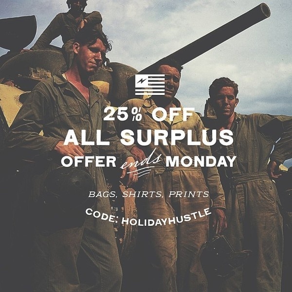 Shirts, pouches, prints, duffles. All the things. Take 25% off all Neuarmy Surplus from now until end of day Monday. #shopsmall #blackfriday