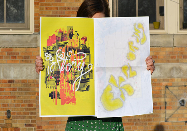 Description #lettering #pink #format #print #yellow #large #poster #typography