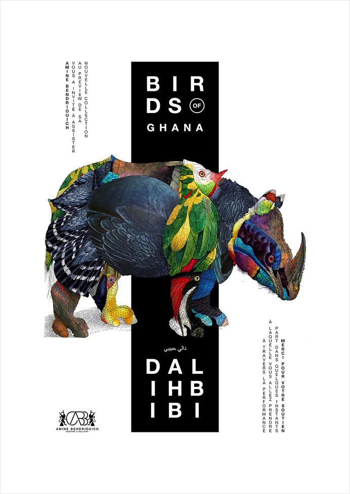 Affiches formats A3 et A4 réalisées pour la performance artistique d'Amine Bendriouich http://fabricevrigny.com/birds-of-ghana #graphic de