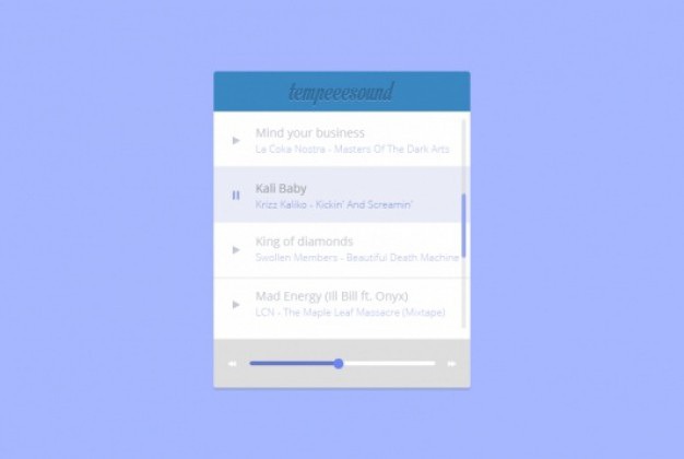 Music player playlist with scrollbar Free Psd. See more inspiration related to Music, Flat, Psd, Simple, Player, Horizontal, Scrollbar and Playlist on Freepik.