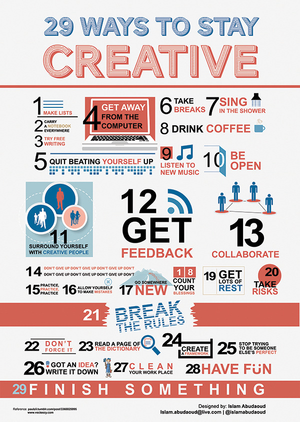 29 Ways to Stay Creative #creative #infographic #design #graphic