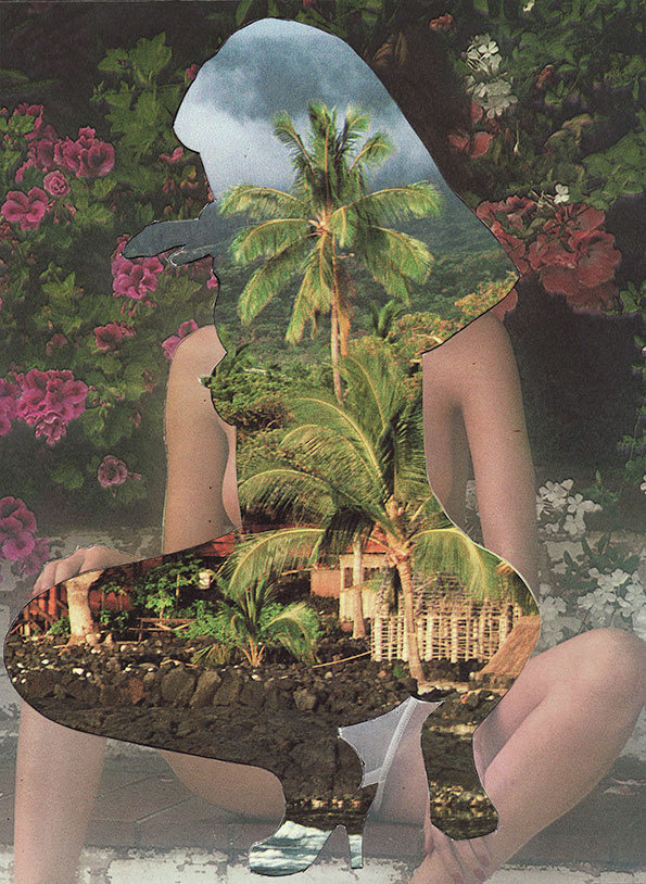 Dr.Me, collage #drme #collage #tropical #nude #cutout #cut #out #landscape #flowers #palm #trees #erotic