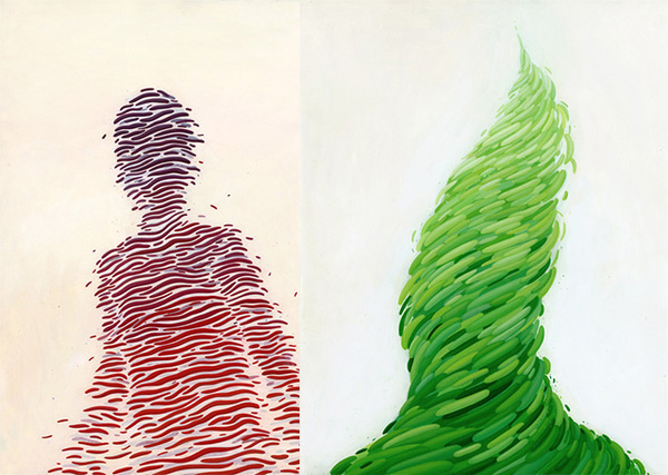 Whirling Human and Topographic Forms of Color Painted by Brendan Monroe #human #illustration #line