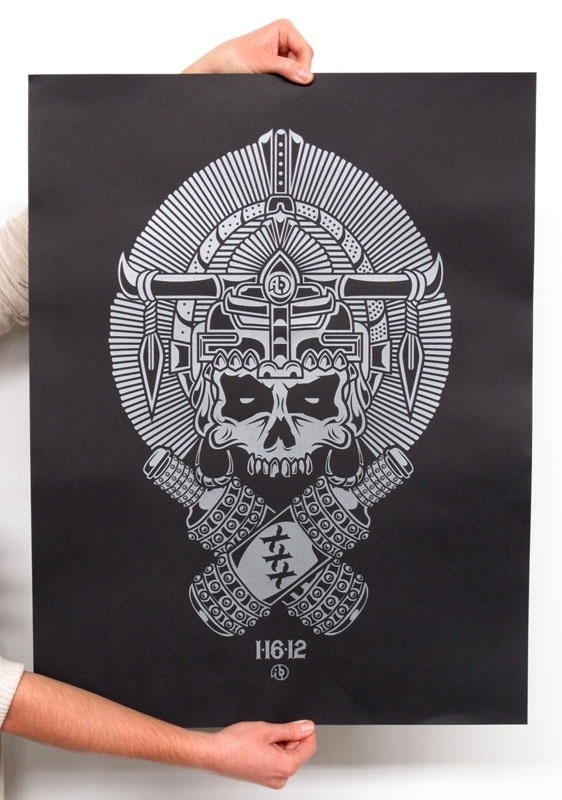 Sanctuary Printshop » Custom illustrated posters for Austin Longboard Club #mayan #longboard #print #texas #screen #illustration #austin #poster #silk #skull