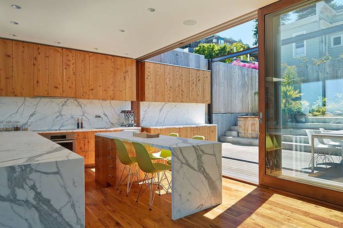 Indoor/outdoor kitchen by Craig Steely #marble #kitchen #wood