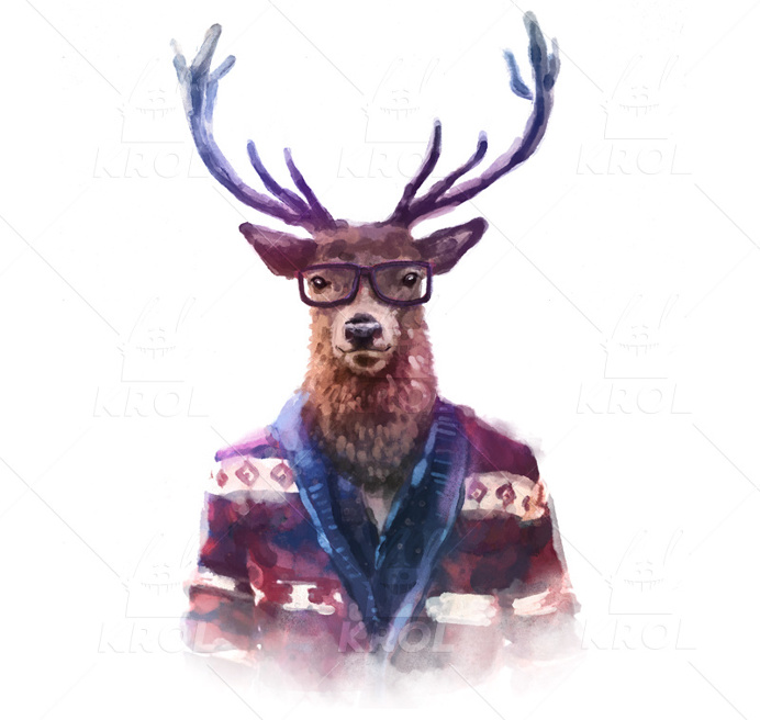 Watercolor Hipster Deer