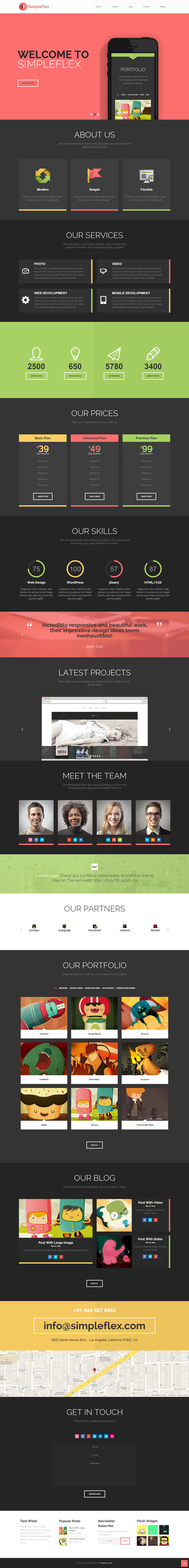 Flat One Page WordPress Theme #flat #page #design #colors #concept #web #one #layout #dark