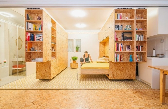 Sliding Chipboard Series on a Small House #interior #design #contemporary