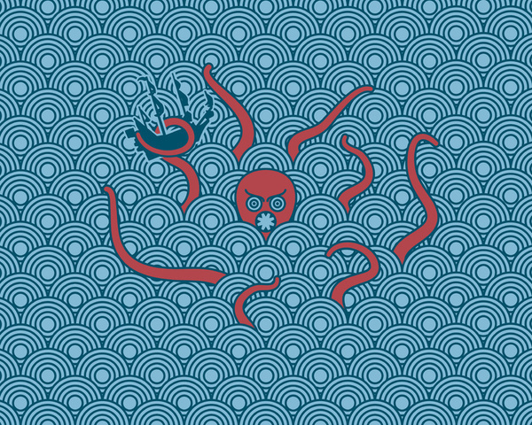 The Last Kraken Art Print #pattern #kraken