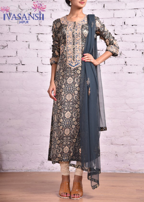 Vasansi Green Silk Salwar Suit