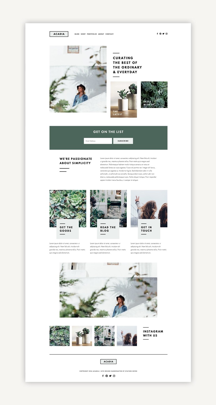 Acadia Squarespace Kit - Station Seven WordPress Themes