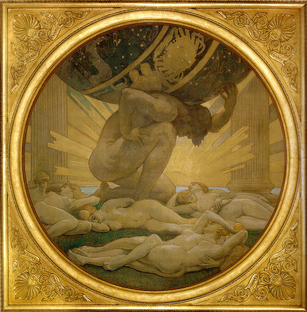 Atlas and the Hesperides, John Singer Sargent (1925) #strong #strength #illustration #atlas #painting #circle