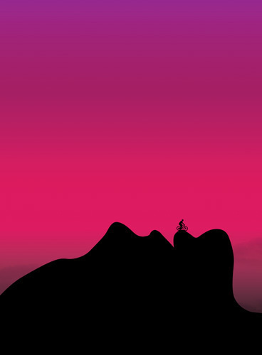 Pedal For Pleasure Art Print by David Holcroft Easyart.com #mountain #bicycle #sky #pink #ride #design #graphic #illustration #silhouette #bike #poster #cycling