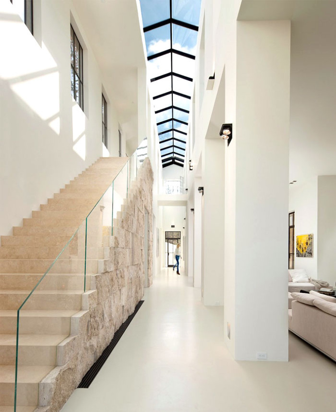 Californian House Encased in Beautiful Travertine Stone - #stairs, #staircase, #stairway, architecture, stairs