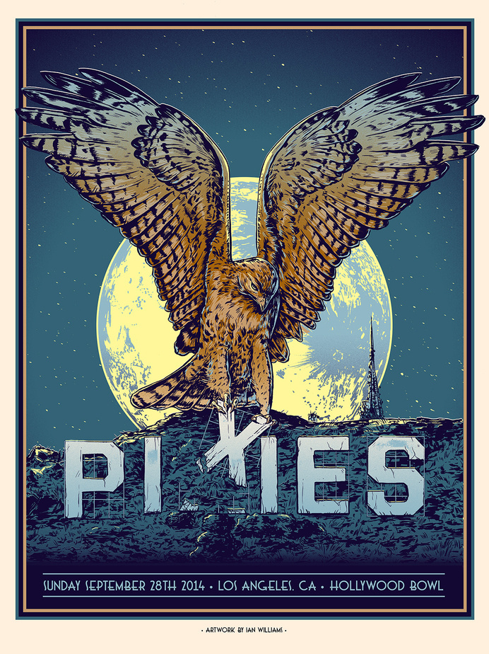 Tumblr #hollywood #screenprint #pixies #poster #hawk #moon