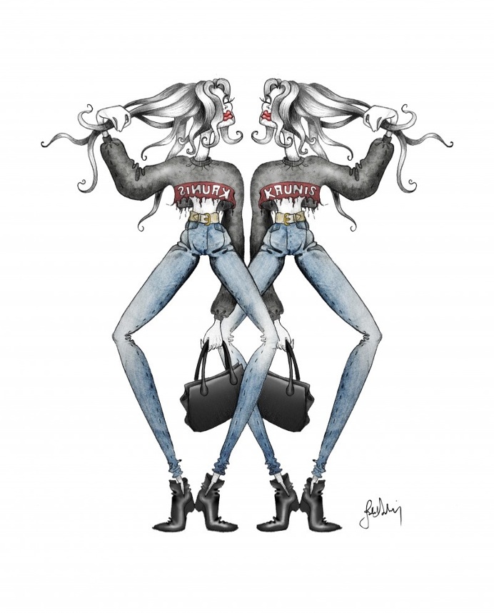 #fashionillustration #illustration #model #girl #woman #kaunis #jumper #colors #sketch #jeans #graphite #shoes #hair #painting #hands