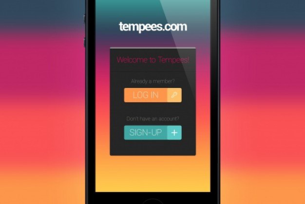 Mobile login box in flat design Free Psd. See more inspiration related to Mockup, Design, Box, Mobile, Iphone, Flat, Mock up, Colors, Flat design, Buttons, Psd, Login, Screen, Horizontal and Ios7 on Freepik.
