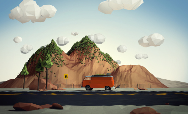 Road Trip on Behance #illustration #low #poly