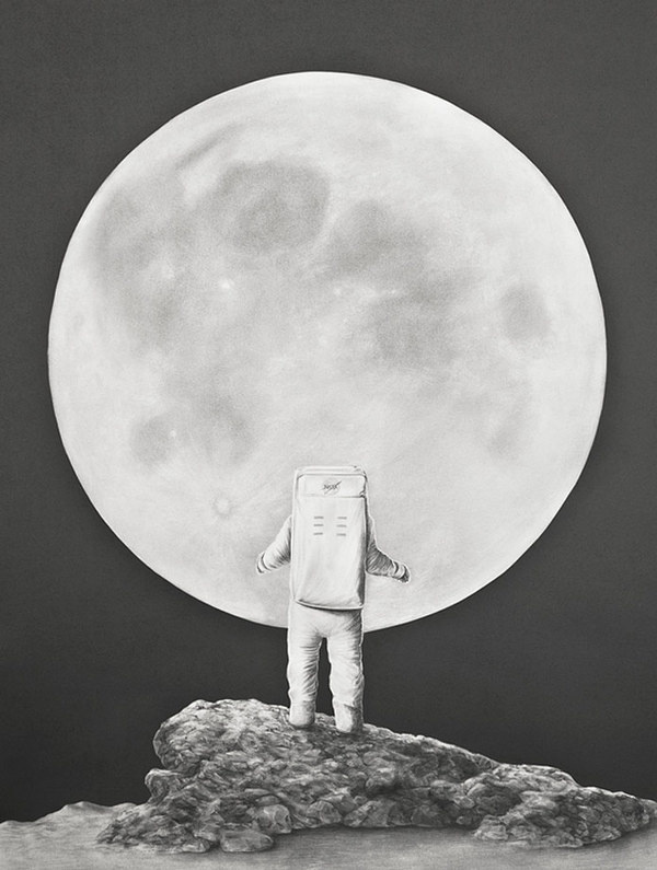 FECAL FACE DOT COM #space #illustration #man #drawing #moon