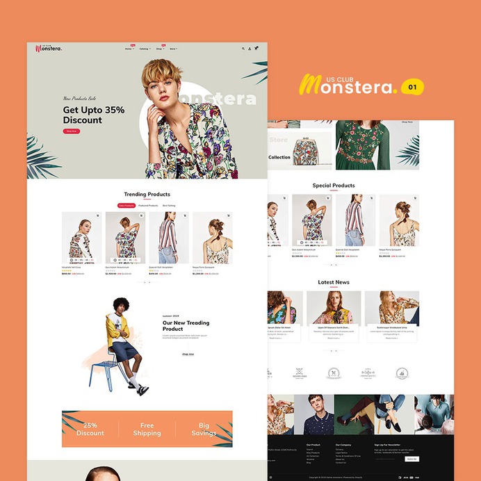 #Monstera #Fashion #Boutique - #Shopify Multi-purpose Responsive #Theme | #TemplateTrip #eCommerce #Website #Design