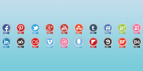 Round Ribbon Icons Set