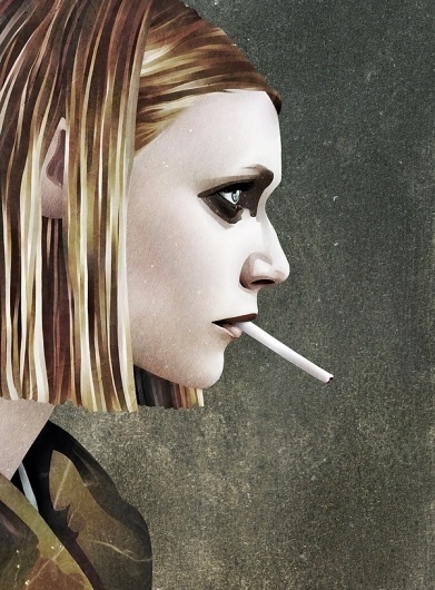 Margot by Ruben Ireland | Ismael Burciaga #woman #cigarette #texture #art #grunge #beautiful #smoking