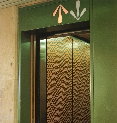 Just. / Blog » 2010 » January #70ties #lift #wayfinding #cameron #andrews #elevator #australian #groovy #green