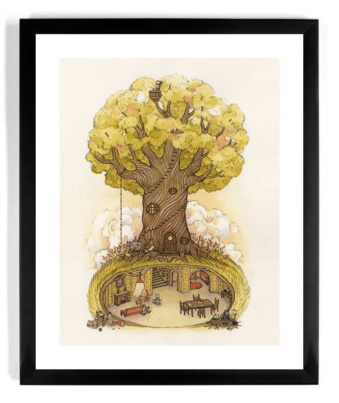 The People's Print Shop - Nicole Gustafsson's awesome print, "Fantastic Day"... #fantasy #tree #underground #design #illustration #art