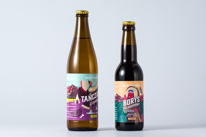 Dziki Wschód Brewery Packaging - Mindsparkle Mag Motyw Studio designed the packaging for the Native american series of beer labels of Dziki Wschód (Wild East) Brewery. #logo #packaging #identity #branding #design #color #photography #graphic #design #gallery #blog #project #mindsparkle #mag #beautiful #portfolio #designer