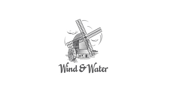 Wind and Water #mark #logotype #wind #water #sign #mill #logo