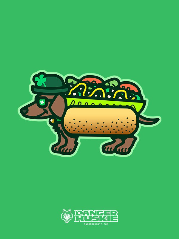 Not particularly mean, all decked out in green, it's the Four Leaf Clover Chicago Dog!