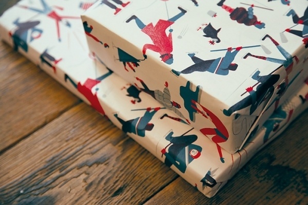 Nobrow – Icy Lake Skaters Wrap (5 sheets) #print #illustration #skaters #wrapping #golden #cosmos #nobrow #paper #package