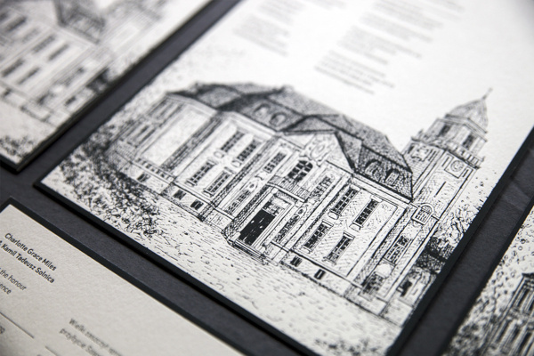 Wedding Invitations – By Jon Cleave & Emma Reynolds #invite #debossing #invitation #reynolds #print #jon #block #illustration #deboss #emma #invites #cleave #wedding #foil